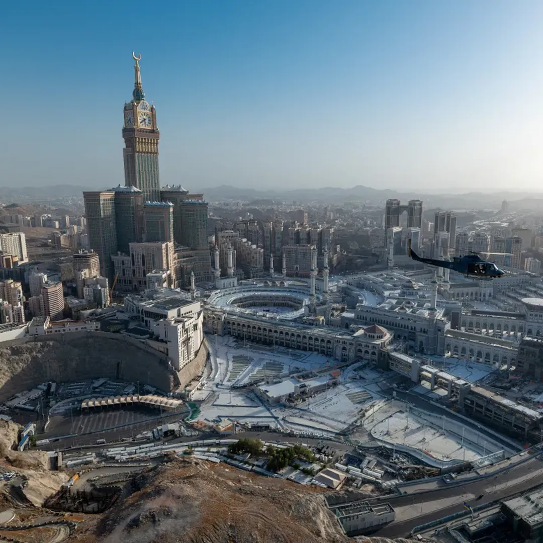 Aerial view of Masjid al-Haram in Makkah during Hajj season for Bangladeshi pilgrims